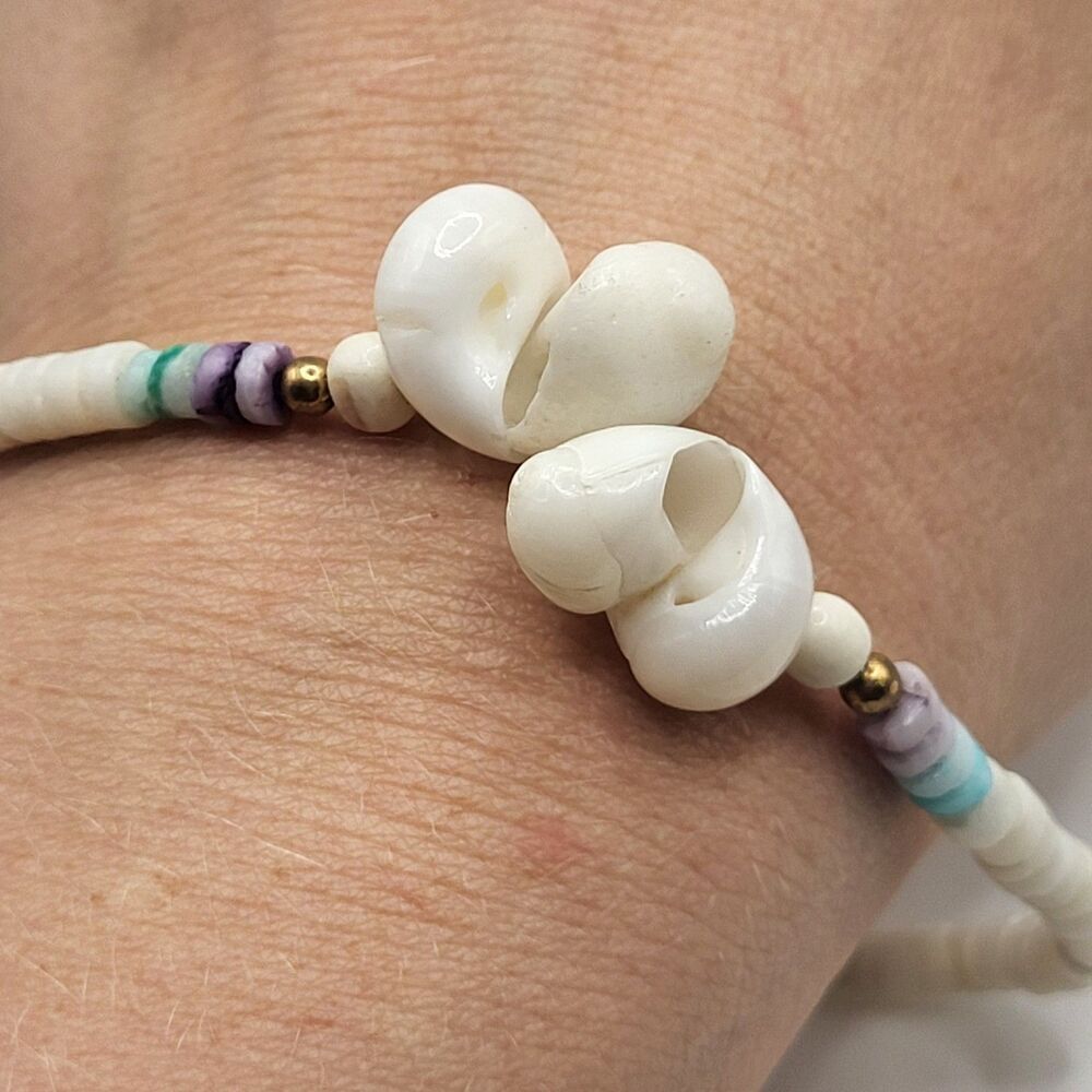 Heishi Sprial Shell Anklet Bracelet 9.5in